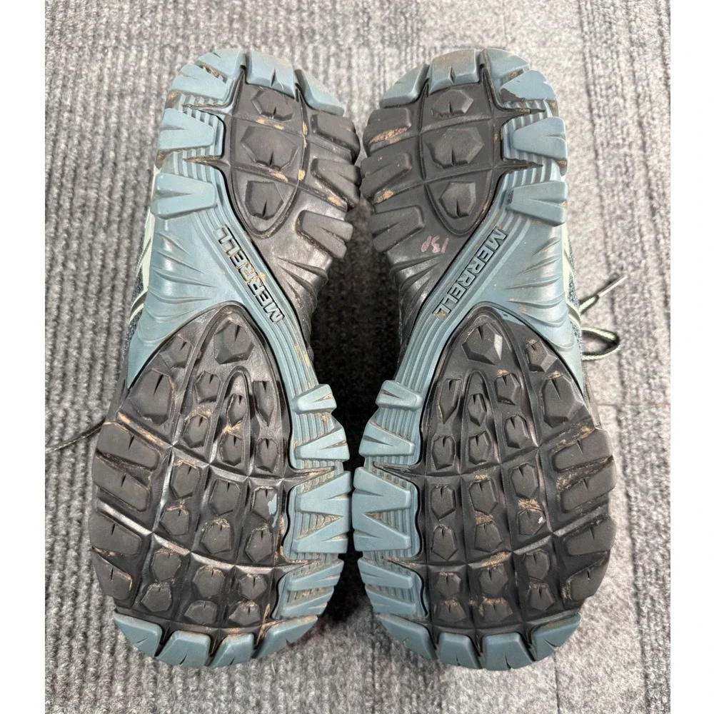 Merrell Antora Womens 8.5 Trail Running Shoes Black Mint Green J12338 Hiking